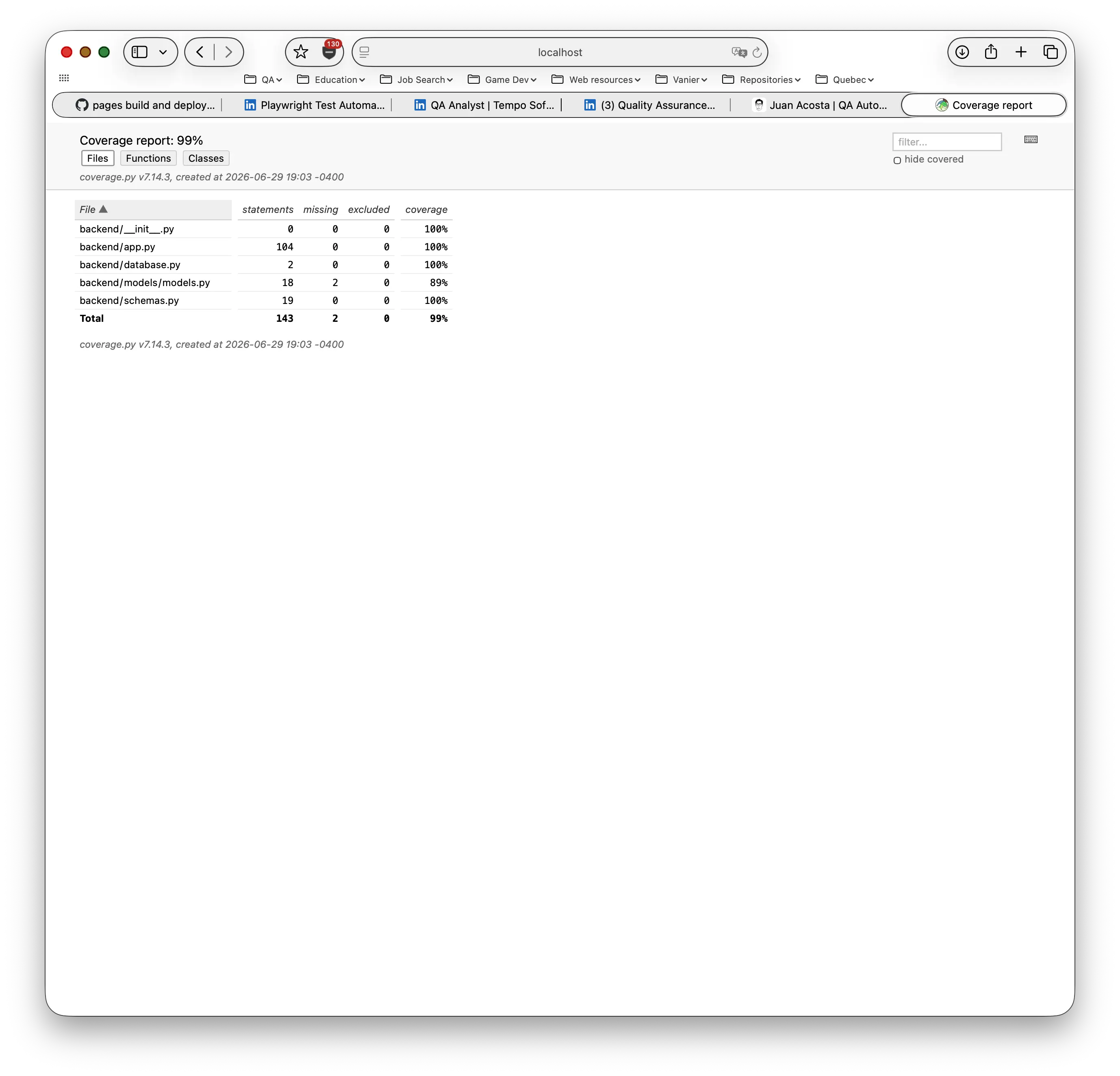 Coverage.py HTML Report Dashboard
