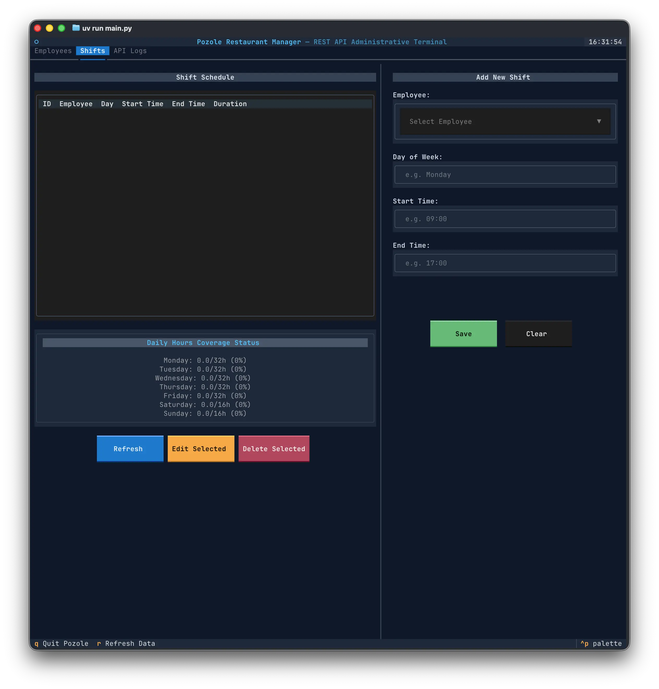 Pozole REST API Showcase Dashboard