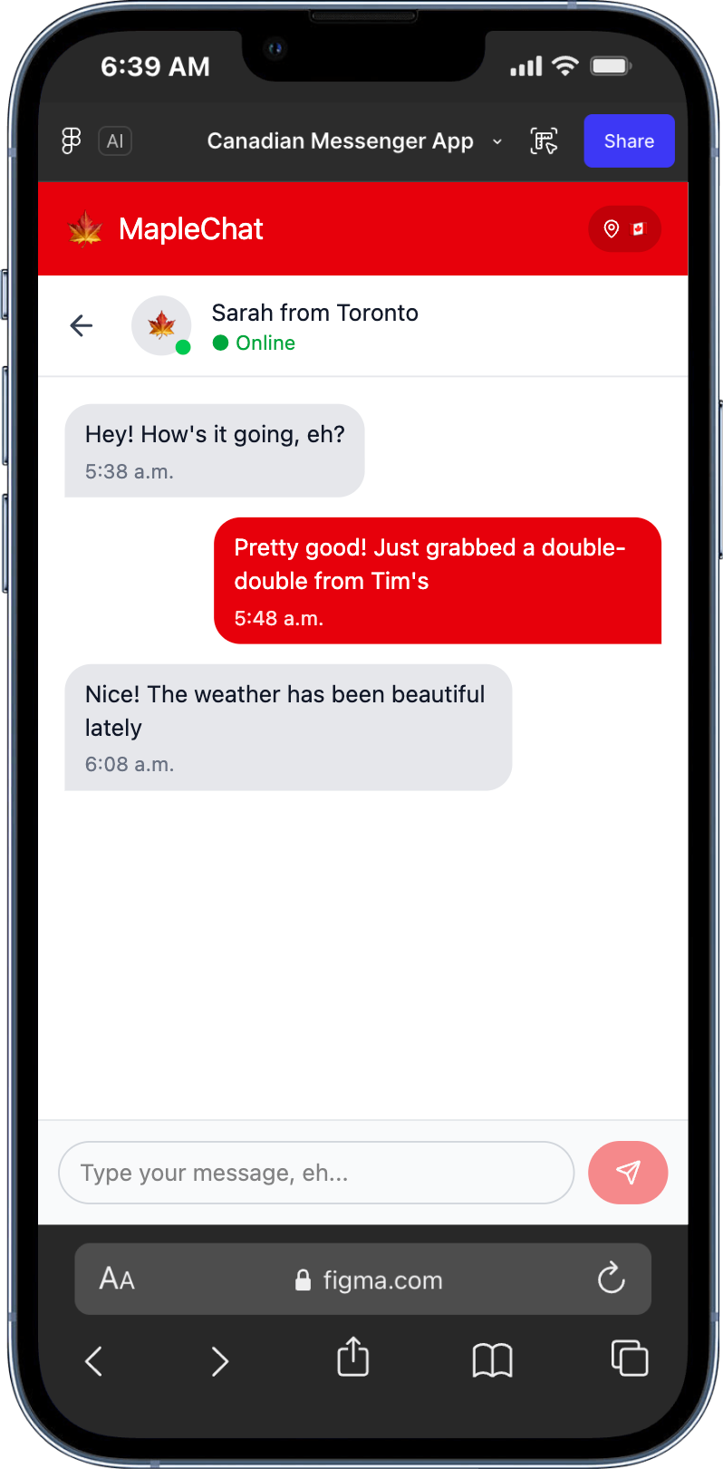 Conversation screen